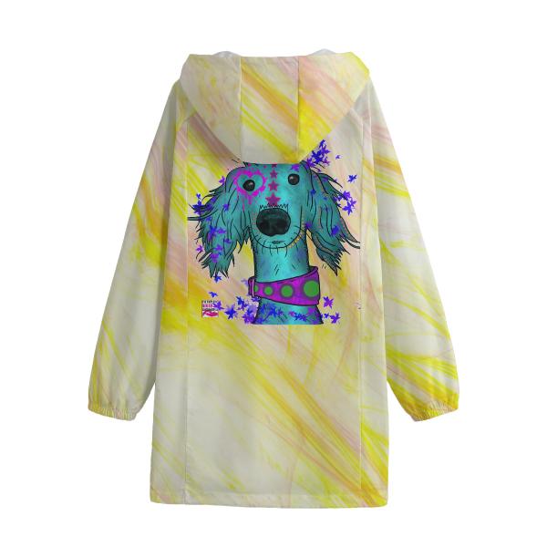 Leichte Regenjacke Tootsie - Popart Hundemotiv, 100 % Polyester, Unisex, Mischling, Mix, Windhund, Podenco